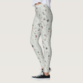 Waldtiere, Waldfrüchte, Blumen auf Grün Leggings (Links)