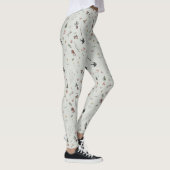 Waldtiere, Waldfrüchte, Blumen auf Grün Leggings (Rechts)