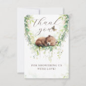 Waldtiere Waldgrün Baby Boy Dusche Dankeskarte (Vorderseite)