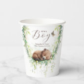 Waldtiere Waldgrün Baby Boy Dusche Pappbecher (Rückseite)