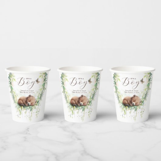 Waldtiere Waldgrün Baby Boy Dusche Pappbecher (Multi)