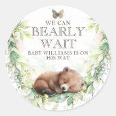 Waldtiere Waldgrün Baby Boy Dusche Runder Aufkleber (Vorderseite)