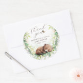 Waldtiere Waldgrün Baby Boy Dusche Runder Aufkleber (Umschlag)