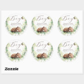 Waldtiere Waldgrün Baby Boy Dusche Runder Aufkleber (Blatt)