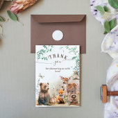 Waldtiere Waldgrün Baby Dusche Dankeskarte