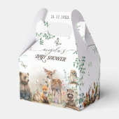 Waldtiere Waldgrün Baby Dusche Geschenkschachtel (Rückseite)