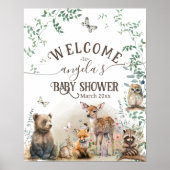 Waldtiere Waldgrün Baby Dusche Poster (Vorne)