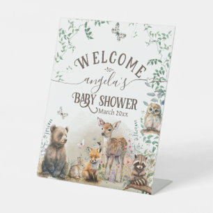 Waldtiere Waldgrün Baby Dusche Sockelschild