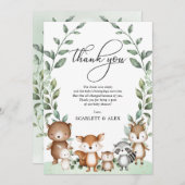 Waldtiere, Waldtiere, Baby Dusche Gefallen Dankeskarte (Vorne/Hinten)
