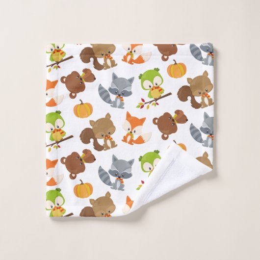 Waldtiere, Waldtiere, Falltiere Badhandtuch Set (Waschlappen)