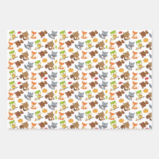 Waldtiere, Waldtiere, Falltiere Geschenkpapier Set (Vorderseite)