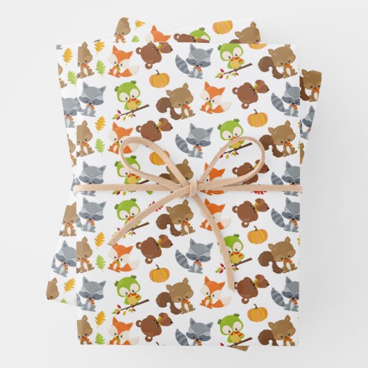 Waldtiere, Waldtiere, Falltiere Geschenkpapier Set (Beispiel)