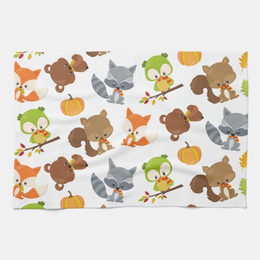 Waldtiere, Waldtiere, Falltiere Geschirrtuch (Horizontal)