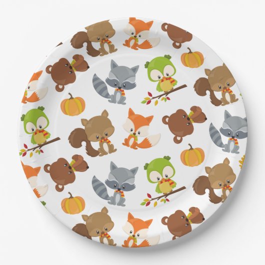 Waldtiere, Waldtiere, Falltiere Pappteller (Vorderseite)