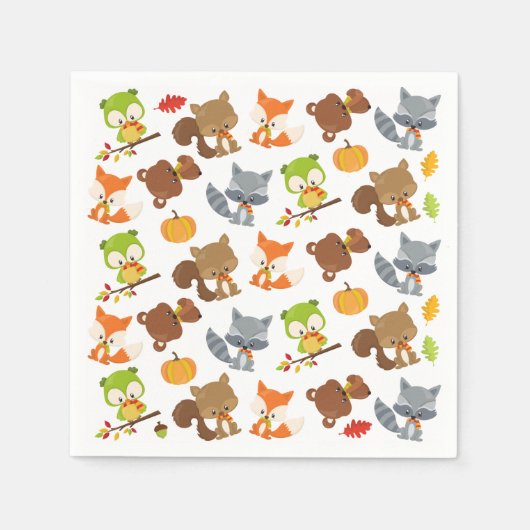 Waldtiere, Waldtiere, Falltiere Serviette (Vorderseite)