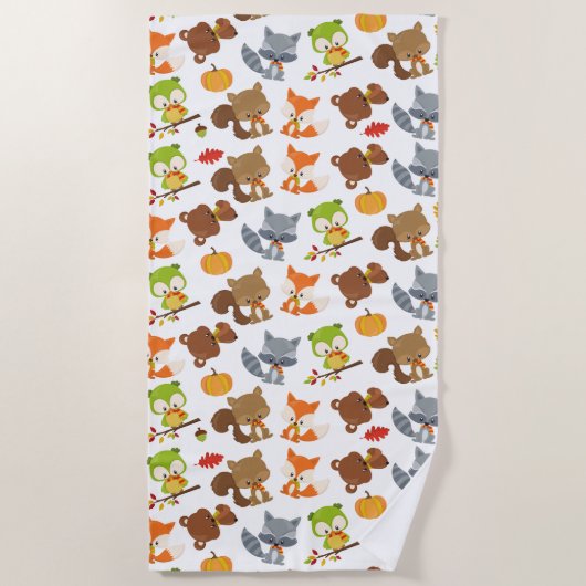 Waldtiere, Waldtiere, Falltiere Strandtuch (Vorderseite)