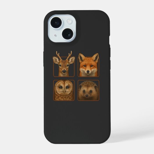 Waldtiere Waldtiere Hirsch Fuchs Eule Hed iPhone 15 Hülle (Rückseite)