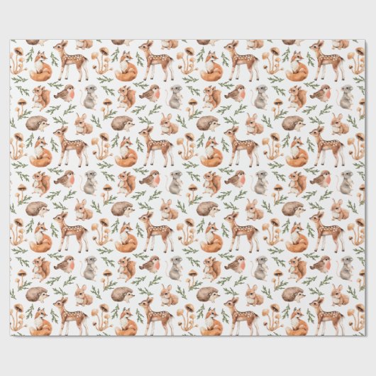 Waldtiere Waldtiere Hirsch Igel Deer Fox Geburtsta Geschenkpapier (Flach)
