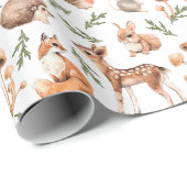 Waldtiere Waldtiere Hirsch Igel Deer Fox Geburtsta Geschenkpapier (Rolleneckpunkt)