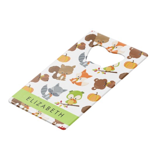 Waldtiere, Waldtiere, Ihr Name Geldbeutel Flaschenöffner (Rückseite Schrägansicht)