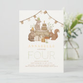 Waldtiere Waldtiere Party Kindergeburtstag Einladung (Stehend Vorderseite)