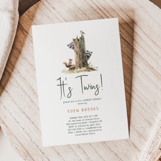 Waldtiere Waldtiere Twins Kinderdusche Einladung