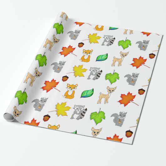 Waldtiere Waldtiere Waldkreaturen Fox, Raccoon Geschenkpapier (Ungerollt)