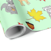 Waldtiere Waldtiere Waldkreaturen Fox, Raccoon Geschenkpapier (Rolleneckpunkt)