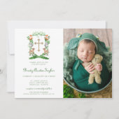 Waldtiere Wappen Foto Taufe Einladung (Vorderseite)