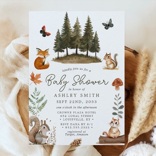 Waldtiere Wasserfarbe Kinderdusche Einladung