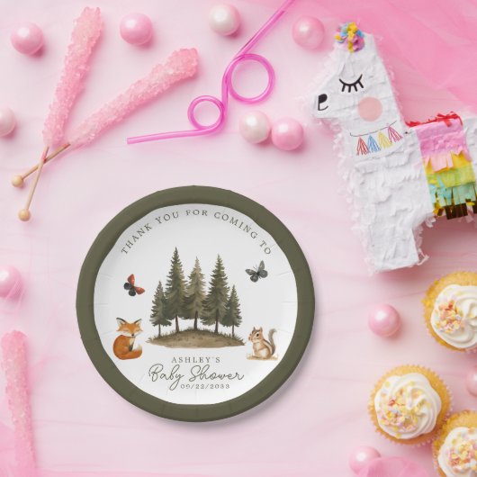 Waldtiere Wasserfarbe Kinderdusche Pappteller (Party)