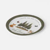 Waldtiere Wasserfarbe Kinderdusche Pappteller (Schrägansicht)