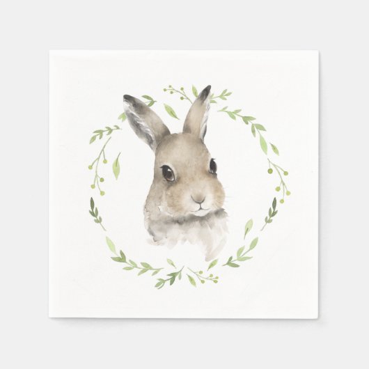 Waldtiere Wasserfarben Bunny Rabbit Einfach Serviette (Vorderseite)