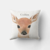 Waldtiere Wasserfarben Hirschtypografie-Kinderzimm Kissen (Rückseite)