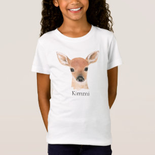Waldtiere Wasserfarben Hirschtypografie Name T-Shirt