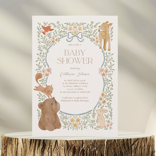 Waldtiere Wasserfarben Kinderdusche Einladung