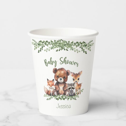 WALDTIERE WASSERFARBSCHEIBE PAPPBECHER (Rückseite)