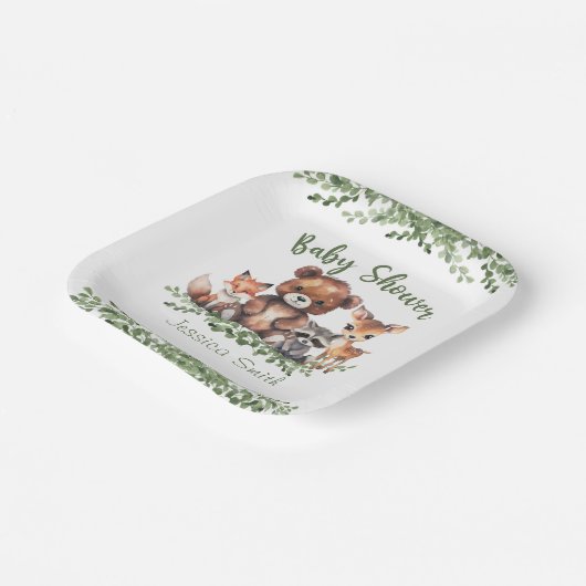 WALDTIERE WASSERFARBSCHEIBE PAPPTELLER (Gewinkelt)