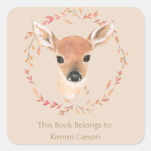 Waldtiere Watercolor Minimalistische Cl Quadratischer Aufkleber