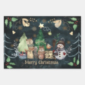 Waldtiere Weihnachten Aquamarin Geschenkpapier Set (Vorderseite 2)