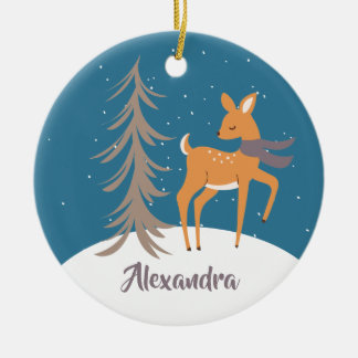 Waldtiere Weihnachten Hirsche Keramik Ornament