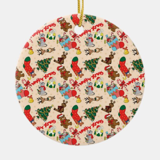 Waldtiere Weihnachten Keramik Ornament (Vorne)