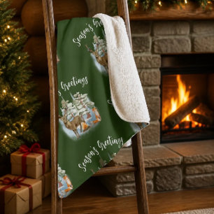 Waldtiere Weihnachten Mittelgroße Sherpa-Decke Sherpadecke
