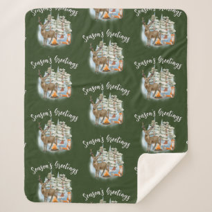 Waldtiere Weihnachten Mittlere Sherpa Blanket Sherpadecke