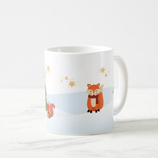 Waldtiere Weihnachten personalisierte Mug Kaffeetasse (VorderseiteRechts)