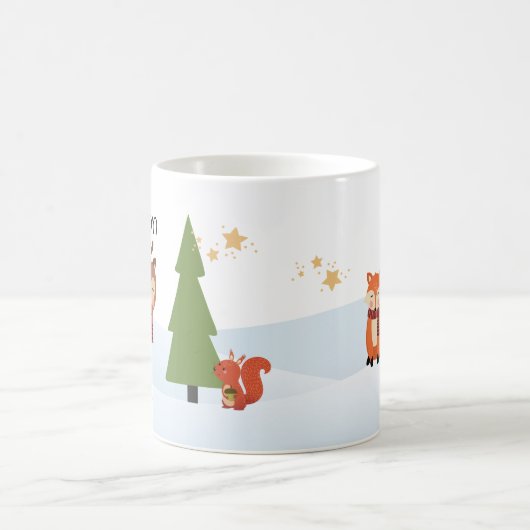 Waldtiere Weihnachten personalisierte Mug Kaffeetasse (Mittel)