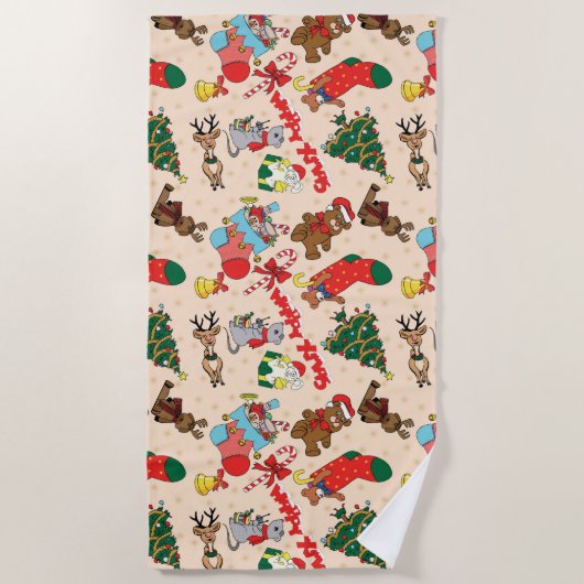Waldtiere Weihnachten Strandtuch (Vorderseite)