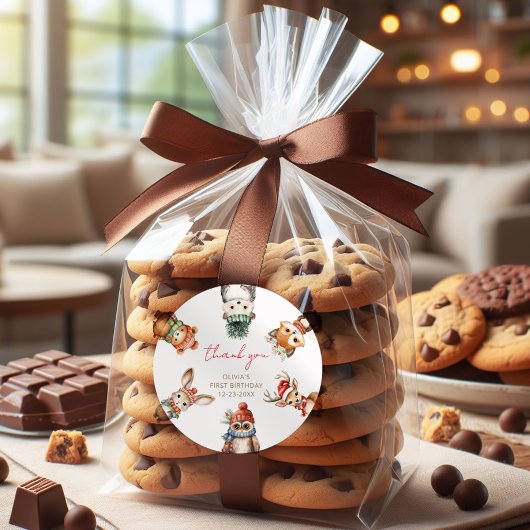 Waldtiere Weihnachten Winter Geburtstag Runder Aufkleber