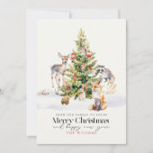 Waldtiere Weihnachtsbaum Feiertagskarte (Vorderseite)