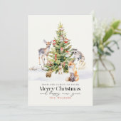 Waldtiere Weihnachtsbaum Feiertagskarte (Stehend Vorderseite)